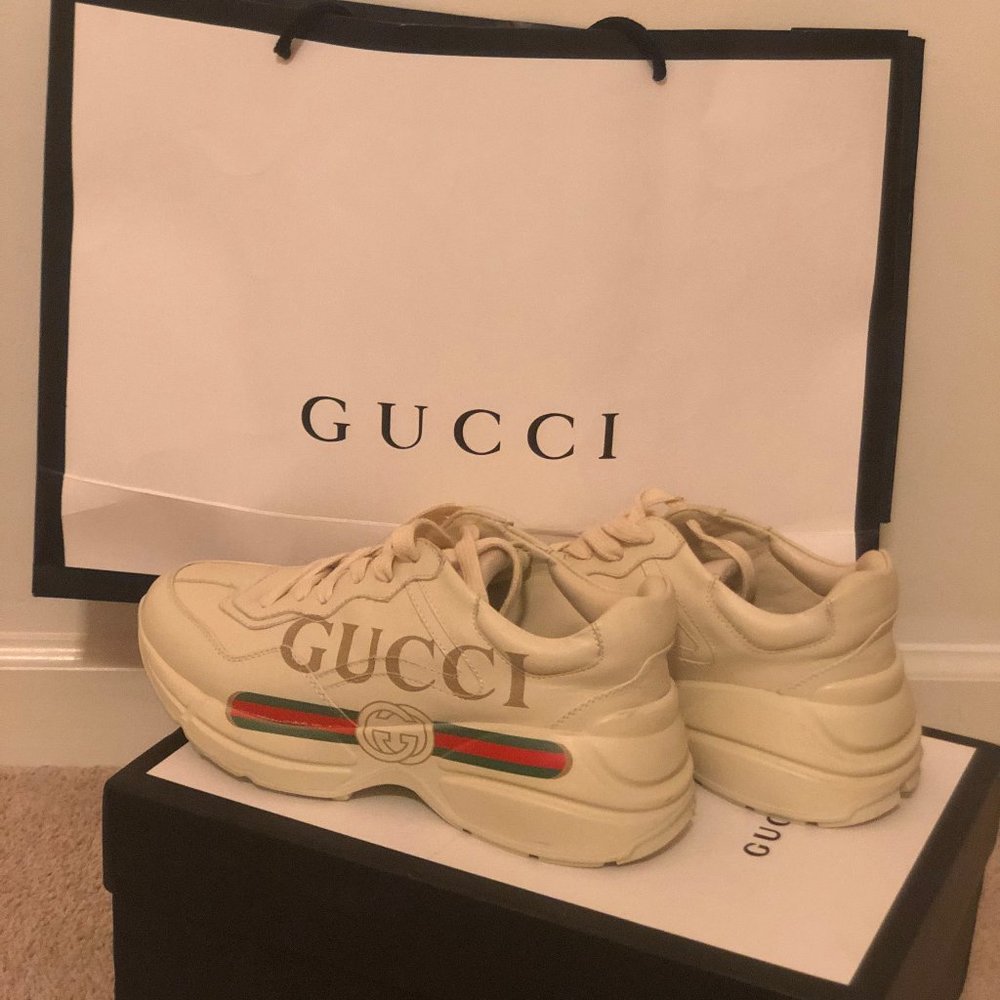 Authentic Rython Gucci Leather Tennis Shoes